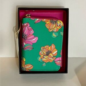 Trina Turk Teal Green Floral Wallet NWT